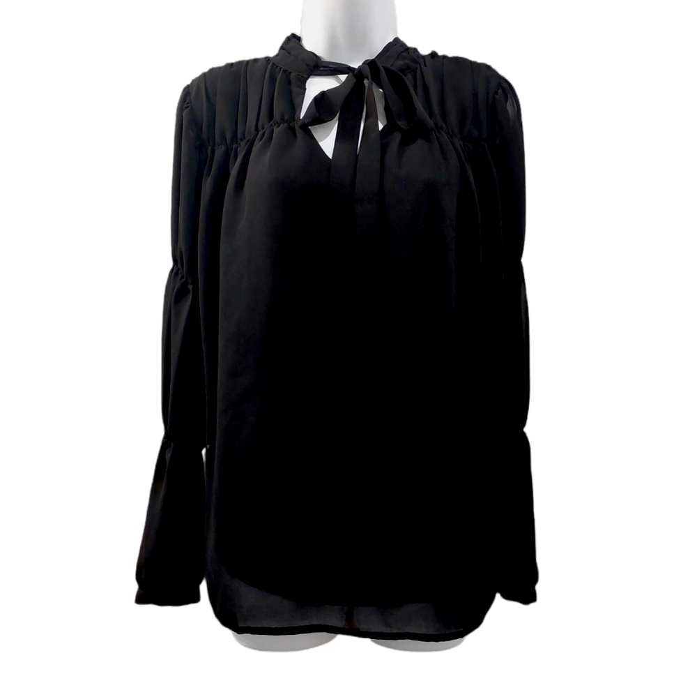 Peace Love World tie-neck chiffon blouse
